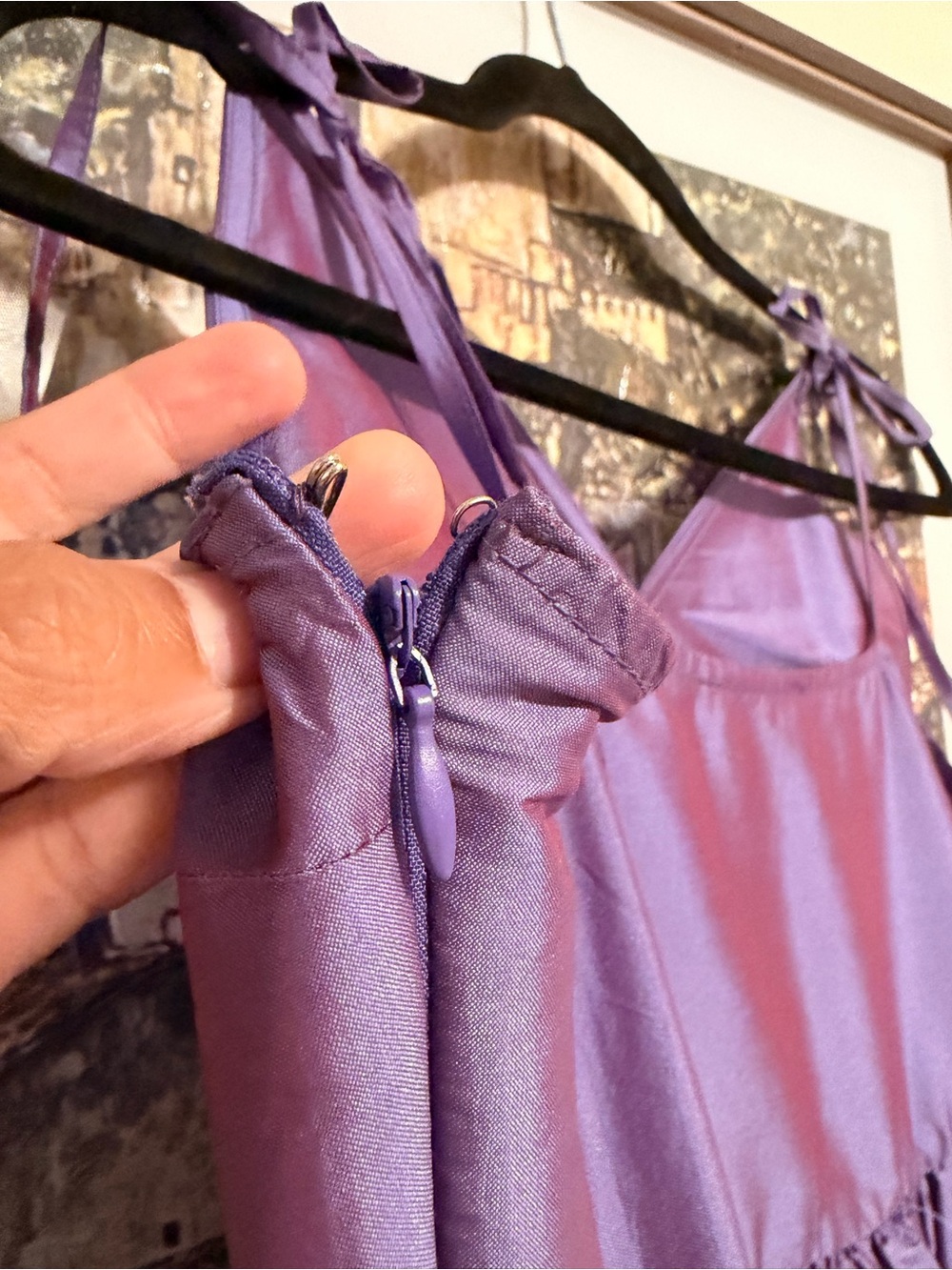 Anthropologie Purple Satin Tiered Party Dress - Picture 9 of 10